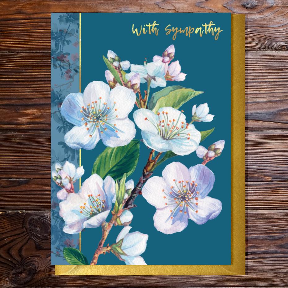 Kimono Sympathy  Greetings Card with Gold Accents